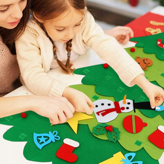 Choinka filcowa dla dzieci + ozdoby na rzepy DIY