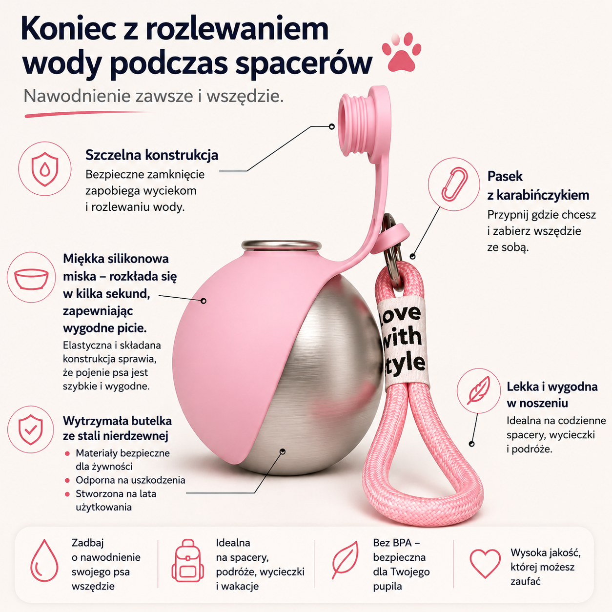 Butelka na wodę dla psa