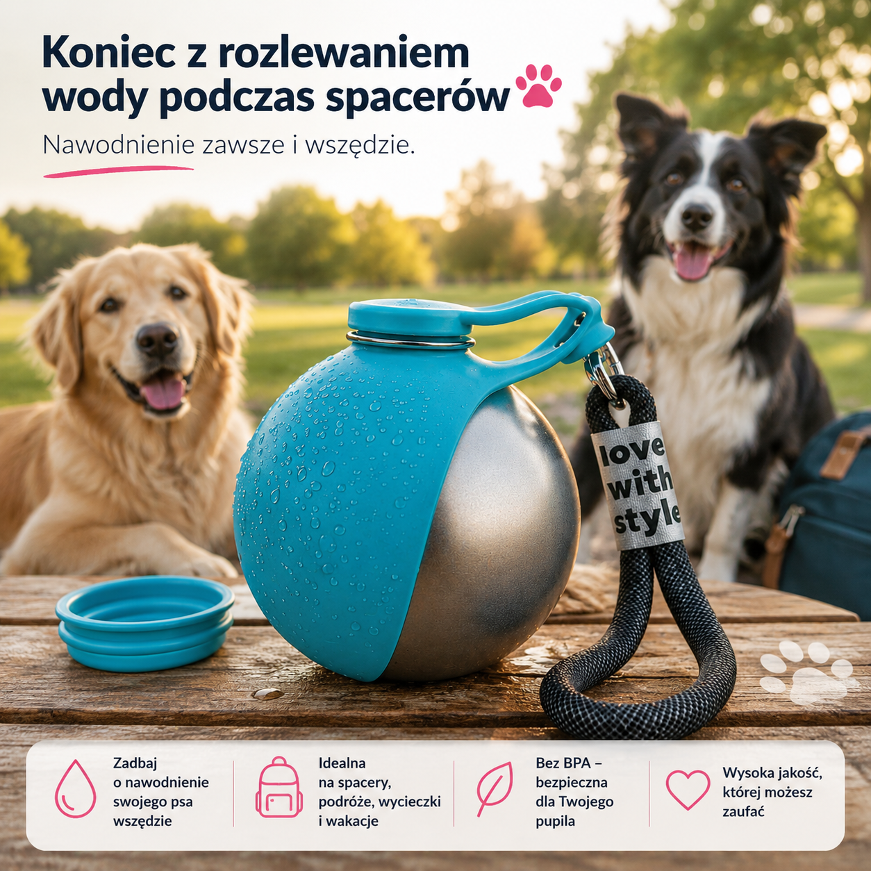 Butelka na wodę dla psa