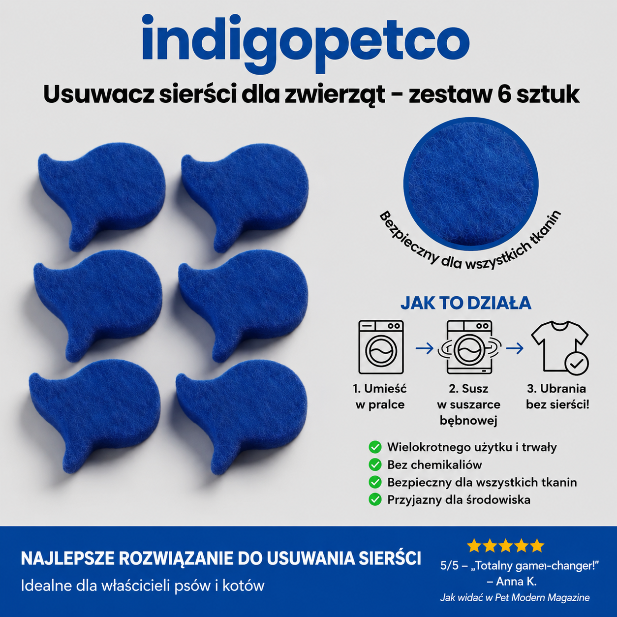 Gąbka do usuwania sierści wielokrotnego uzytku