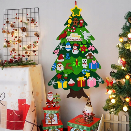 Choinka filcowa dla dzieci + ozdoby na rzepy DIY